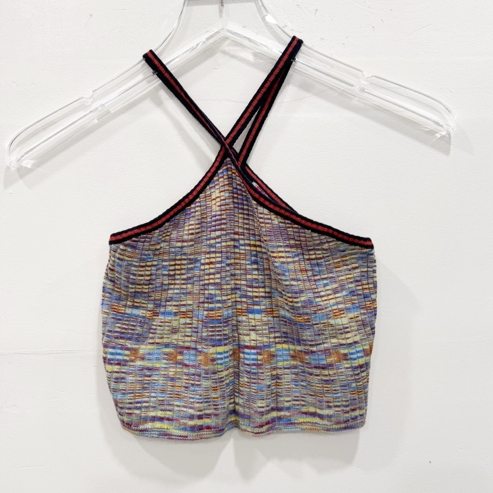 Urban Outfitters Colorful Ribbed Knit Halter Top Crop X-Small